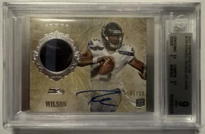 2012 Topps Five Star Football Russell Wilson Jersey Auto RC 31/50 BGS 9/10 - Picture 1 of 2