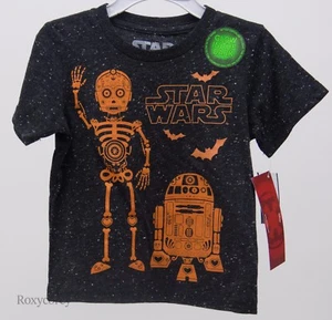 Halloween Star Wars C-3PO & R2D2 Glow in the Dark Short Sleeve Shirt Size 2T NWT - Picture 1 of 1