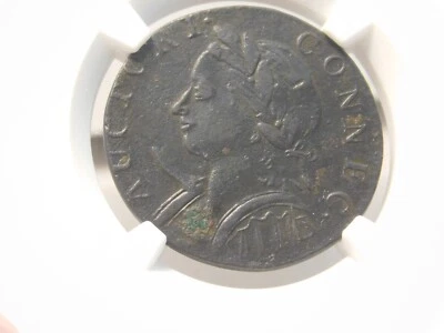 1787 Connecticut copper, Horned Bust, NGC XF details Enviro. Damage - Image 1 of 4