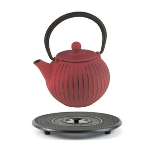 100% Genuine! AVANTI Ribbed Round Cast Iron Tea Pot 500ml Red BONUS TRIVET! - Bild 1 von 5
