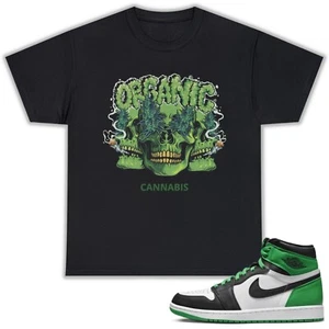 Organic Unisex T-shirt to Match Jordan 1 Lucky Green Vintage Skull Weed 4:20 - Picture 1 of 8