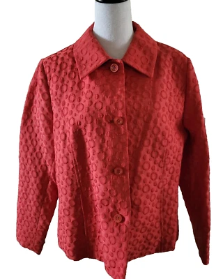 Chaqueta Bronceada Jay Naranja Botón Frontal Líneas Princesa Burbuja Círculo Patrón Talla 14P Foto 1 de 4