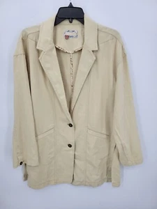 Pilcro Anthropologie Blazer Womens Tan Two Button Safari Boho Grandpa Jacket - Picture 1 of 9