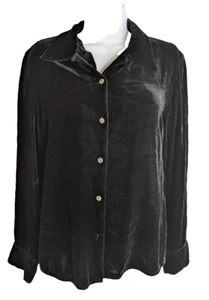 Eddie Bauer, Women's Velour Blouse, Silk and Rayon blend, Black, Size M - Picture 1 of 3