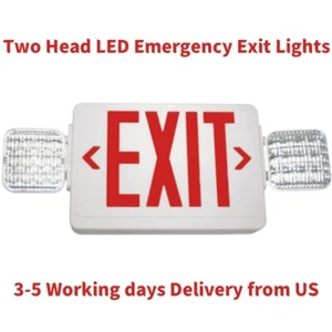 LED Exit Sign Emergency Light Combo Adjustable Heads UL listed Red with Battery - Picture 1 of 18