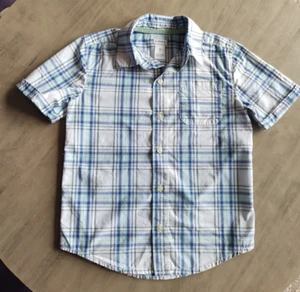 Carter's Childs Size 7 Blue/White Plaid Collared Button-up Dress Shirt  Preppy - Picture 1 of 10