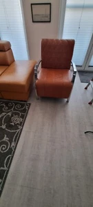 Echtledersessel Designersessel modern braun m. Chromarmlehne - Bild 1 von 8