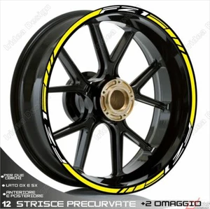 PROFILI ADESIVI SPORT CERCHIO RUOTA PER YAMAHA FZ1-N/NA 1000 BIANCO GIALLO - Picture 1 of 2