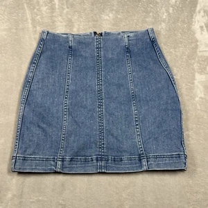 Free People minigonna denim donna taglia 0 blu con zip posteriore - Foto 1 di 5