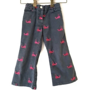 Lilly Pulitzer Embroidered Pink Whale Charcoal Grey Black Pants Girls Size 4 - Picture 1 of 4