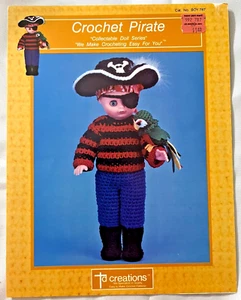 Crochet Patterns Book 13" Boy Doll Clothes Pirate Hat Parrot Boots Eye Patch + - Picture 1 of 1