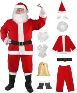 Aotiooy Santa Claus Costume 10pcs Santa Suit Adult Men Women Costume Large - Picture 1 of 2