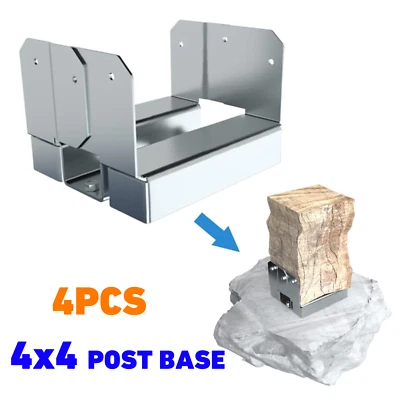 4Pcs 4x4 Concrete Deck Post Anchor Base Adjustable Metal Post Bracket Post Base - Image 1 of 4