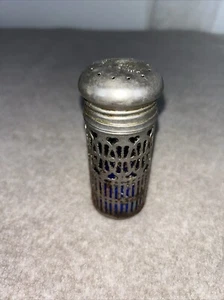 Pepper Shaker Vint blu cobalto placcato argento Hong Kong UK stmp 3 in - Foto 1 di 5