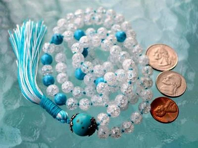 Embrace Tranquility and Clarity: Hand-Knotted Crackled Crystal Quartz & - Image 1 of 4