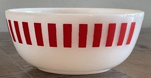 HAZEL ATLAS RED & WHITE CANDY STRIPE CEREAL BOWL - Picture 1 of 8