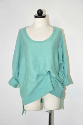 Eileen Fisher Seafoam Green Merino Wool Lagenlook Knit Pullover Sweater Women M - Image 1 of 4