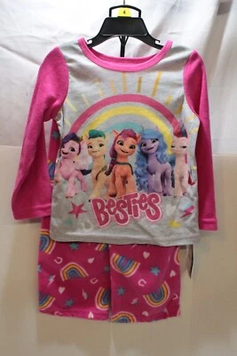 my Little Pony "Besties" girls size 4 2-piece warm pajama set Flame resistant - Image 1 of 2