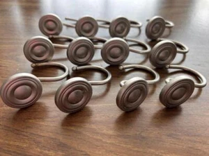 SET 12 shower curtain hooks metal chrome color circles heavy - Picture 1 of 4