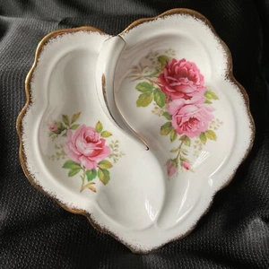 Pink roses American Beauty Divided Dish Royal Albert bone china England made - Picture 1 of 6