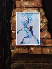 Abstraktes Bild Auf Papier Im A4 Format Original Handgemalt/Unikat