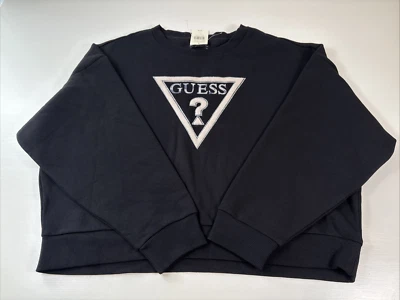 Sudadera con forro polar de triángulo Guess Logo Ponie Pullover Negro Talla grande Foto 1 de 4