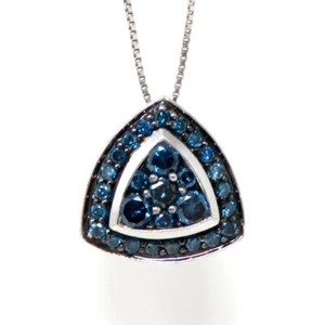 NYJEWEL 14k White Gold Blue Diamond Pendant Necklace 19.5" - Picture 1 of 4