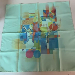 Vintage Scarf Just Jinx Tennis Player Square 1970s - Picture 1 of 5