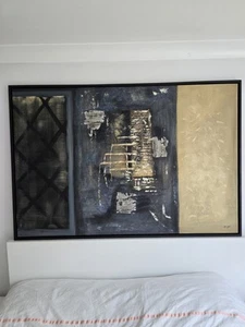 JENS KJAER 60x41" Danish Abstract Gallery Art FRAMED ORIGINAL OIL PAINTING - Picture 1 of 17