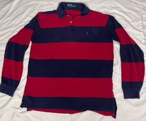 Camisa de Rugby Polo Ralph Lauren Roja Azul Marino XXL Manga Larga Rayas Calce Clásico - Imagen 1 de 11