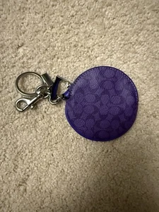 Coach Circular Coin Pouch Charm In Signature Canvas New - Purple - Imagen 1 de 3