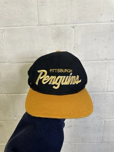 De Colección Pittsburgh Penguins Deportes Especialidades Sombrero Script Snapback Lana Años 90 Negro - Imagen 1 de 5