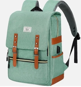 Vintage Laptop Rucksack für Damen Herren, 15,6 Zoll Bookbag Freizeit Daypack, grün - Bild 1 von 5