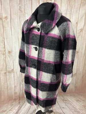 Abrigo de mujer M&S abrigo de guisante talla 16 lana rico tweed cuadros rosa lo mejor de británico Foto 1 de 4
