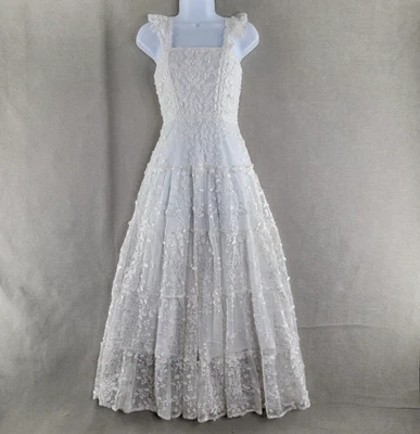 Altard State Dress Size XXS White Kallie Lace Tiered Maxi Bridal Beach Wedding - Image 1 of 4
