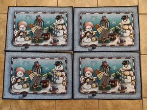 Juego de 4 manteles individuales tapiz muñecos de nieve y regalos de Navidad Fitz and Floyd 13X19" - Imagen 1 de 11