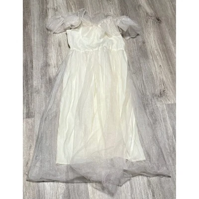 Kids White Tulle Dress Off Shoulder Party Special Occasion - Image 1 of 4