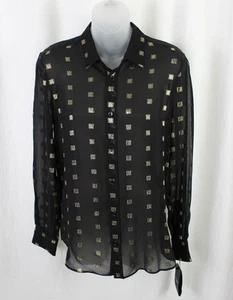 Saint Laurent Paris NWT Black Gold Silk Blend Button Down Sheer Top Size 38 US 6 - Picture 1 of 4