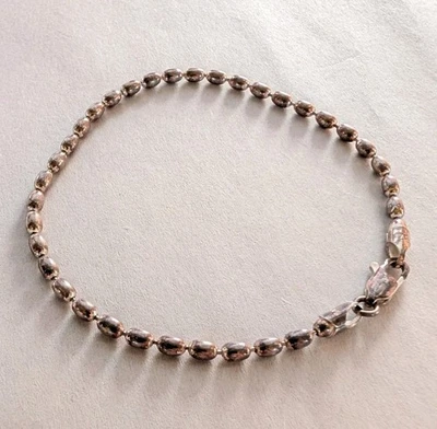Sterling Silver Rice Bead Bracelet 8 Inch FAS Made In Italy - Image 1 of 4