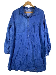 Old Navy 2X Tunic Top Dress Denim Blue Chambray Cotton Coastal Cowgirl Country - Picture 1 of 9
