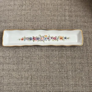Piatto portagioie vintage porcellana floreale Limoges bordo oro made in France - Foto 1 di 8