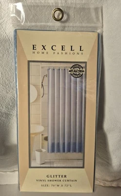 Cortina de ducha de vinilo vintage Excell Home Fashions azul claro brillo 70"x72" nueva en paquete Foto 1 de 4