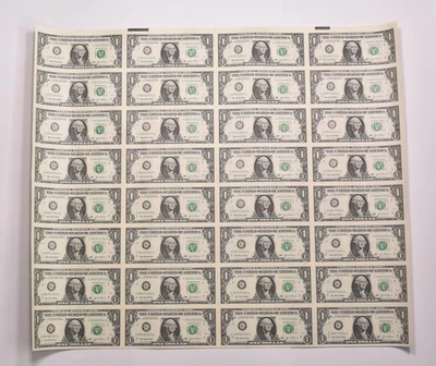 Lot (32) 2003 A $1 Chicago IL FRN Green Seal Uncut Sheet *8170 - Image 1 of 4