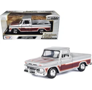 1966 CHEVROLET C10 FLEETSIDE PICKUP TRUCK SILVER 1/24 DIECAST BY MOTORMAX 73355 - Picture 1 of 13