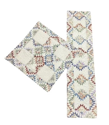 Edredón Longaberger Homestead 2 piezas almohada farsa y cenefa firmado Foto 1 de 4