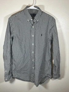Ralph Lauren Button Up Shirt Size Medium Black Gingham Long Sleeve - Picture 1 of 3