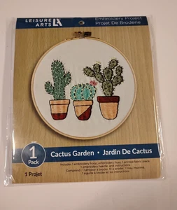 Leisure Arts Embroidery Kit "Cactus Garden" 6 inch - Picture 1 of 1