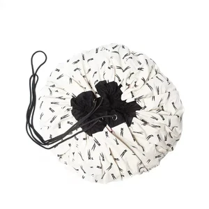 Bolsa de almacenamiento de juguetes de lona con estampado de clavijas de lavandería y organizador de cordón de alfombrilla de juego de 140 cm - Imagen 1 de 2