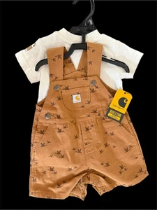 Carhartt Baby Boys 6 Month Born To Roam Bird Hunter Shortall Set Outfit NEW - Picture 1 of 4