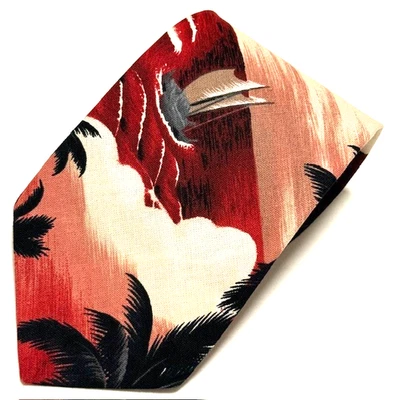 Corbata Hawaiana Hilo Hattie Multicolor Playa Barco Tropical Paisaje Elegante Genial Foto 1 de 4